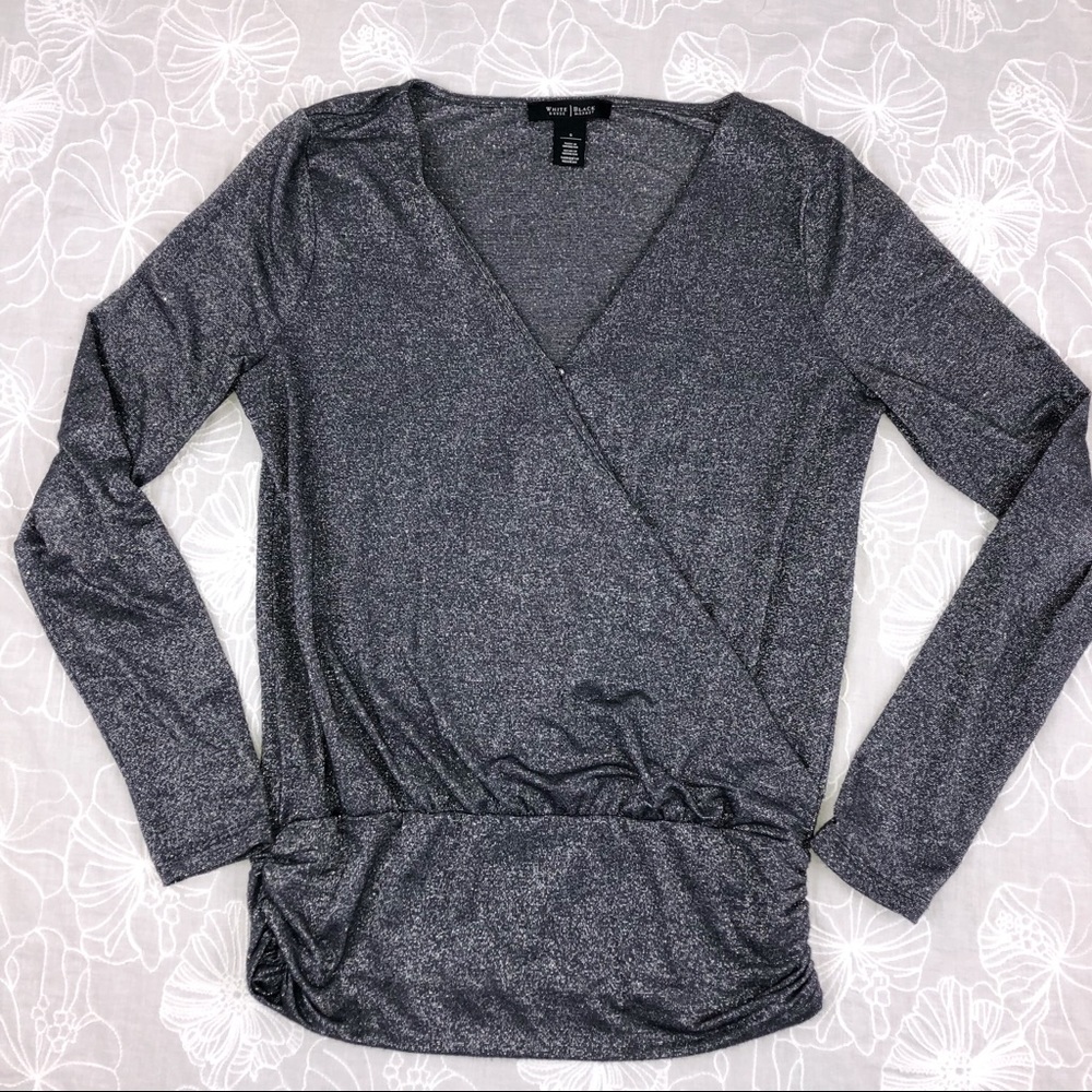 White House Black Market crossover metallic top - Picture 1 of 5